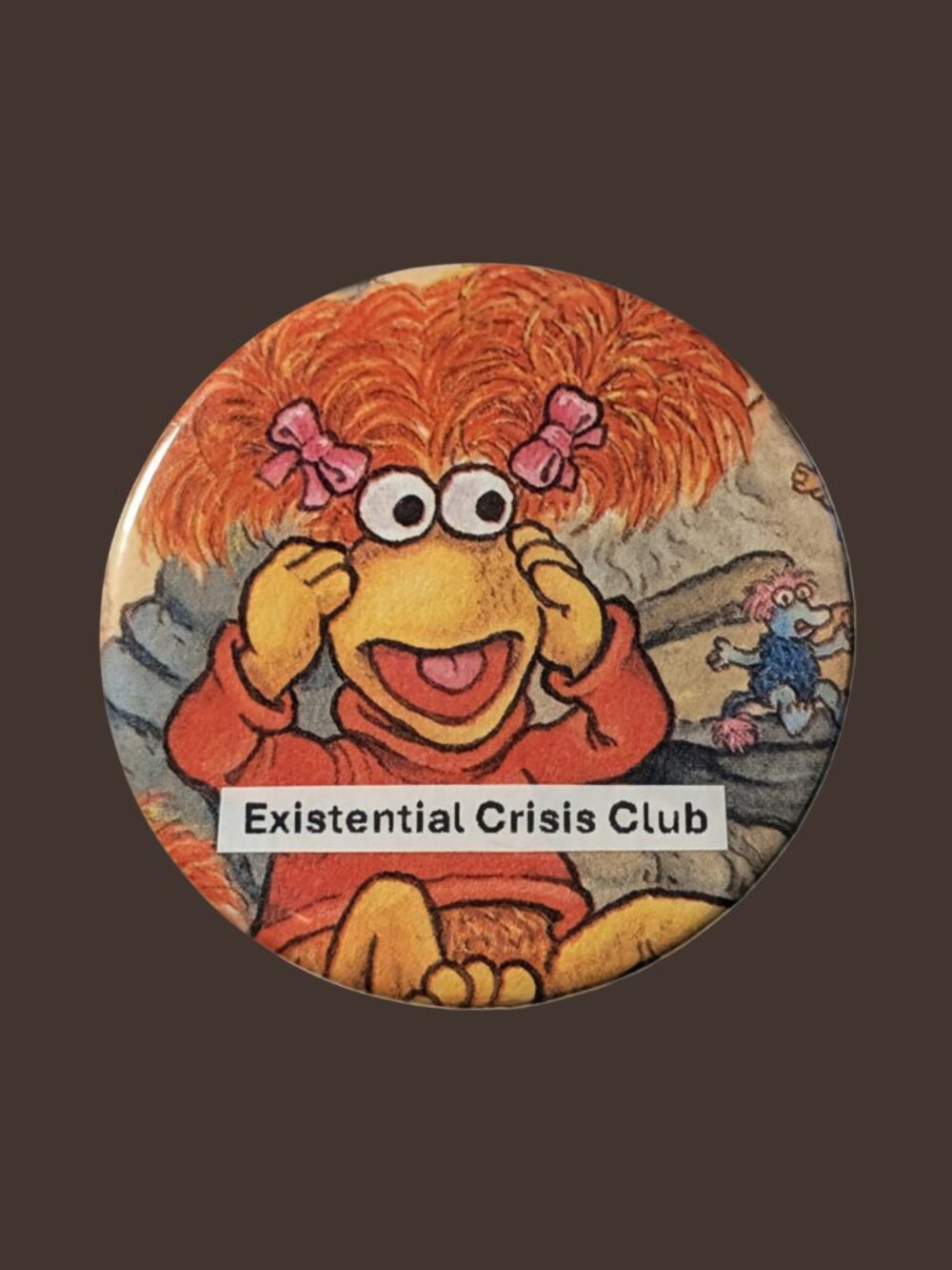 10/$25 Fraggle Rock Red Fraggle Handmade Upcycled 2.25" Pinback Button